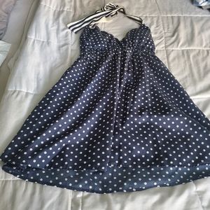 Guess Navy and While Polkadot Halter Dress - S